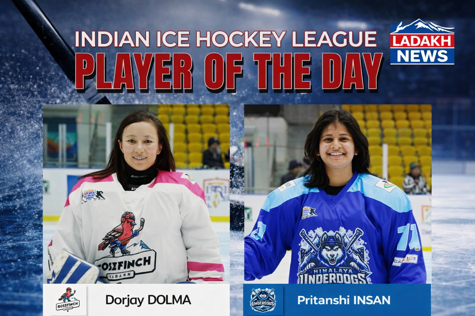 Ladakh Player Dorjay Dolma Shines in Indian Ice Hockey League